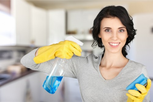 Carpet cleaning team using sustainable recycling and waste separation practices